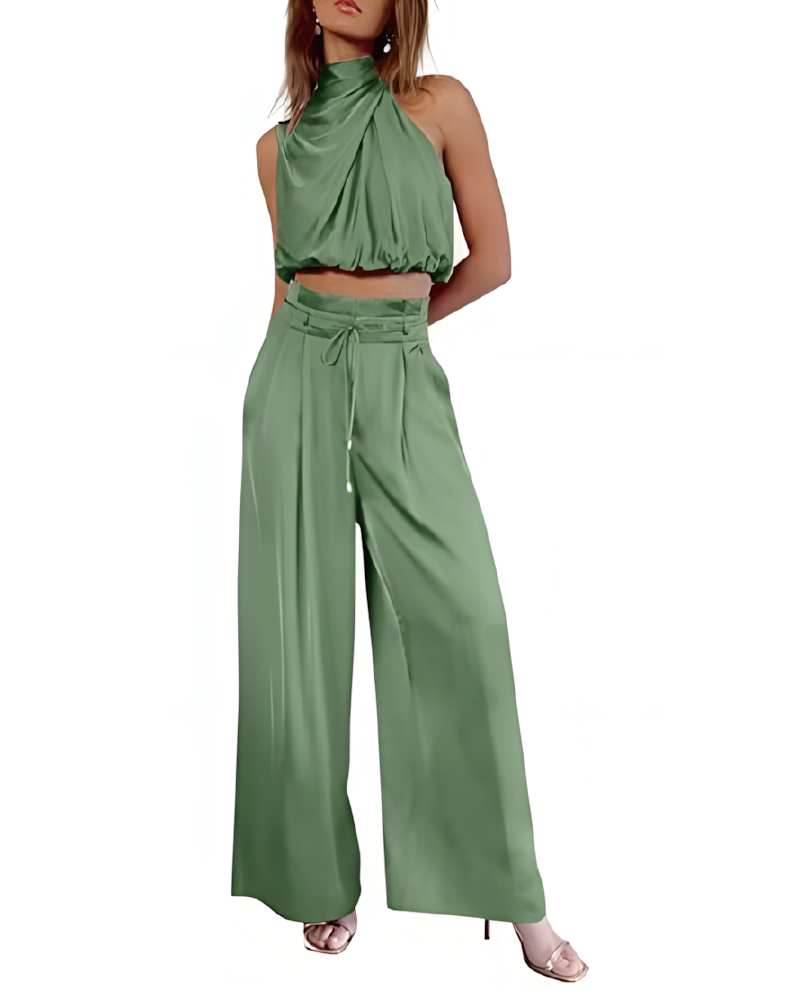 Turtleneck Top & Wide Leg Pants Set