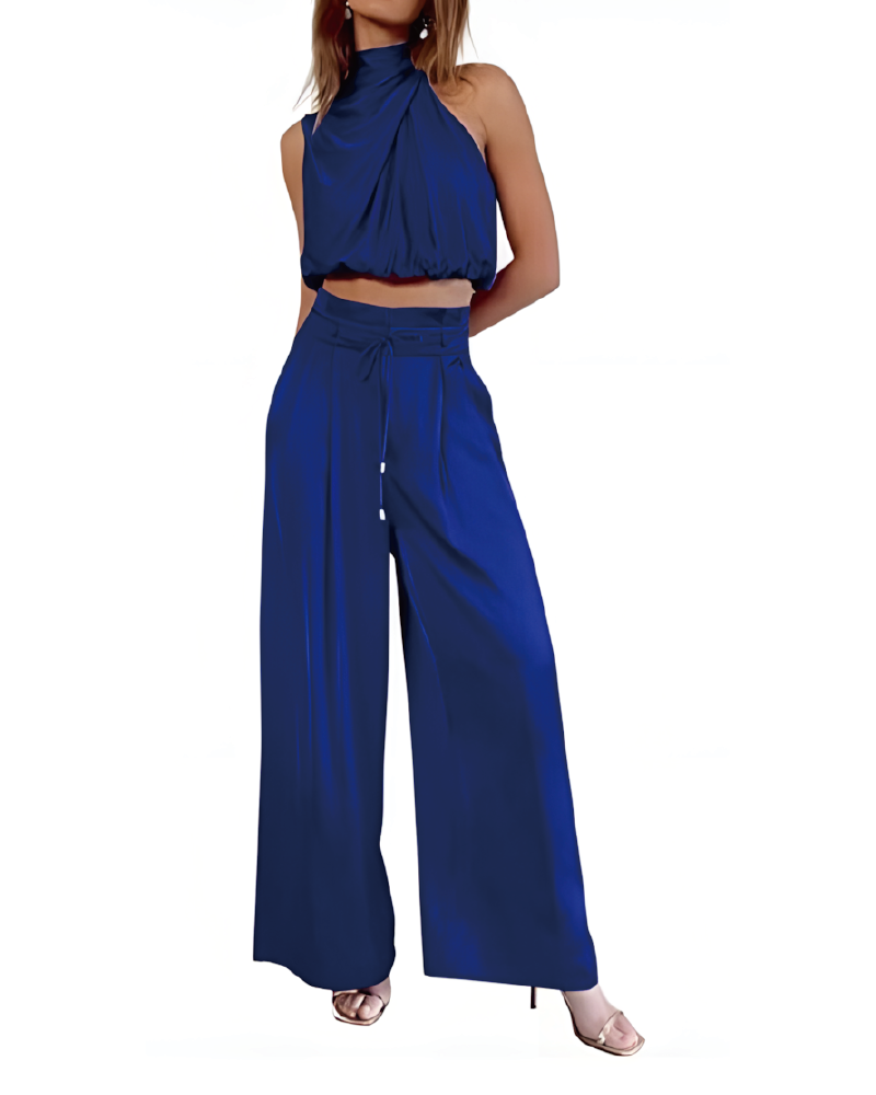 Turtleneck Top & Wide Leg Pants Set