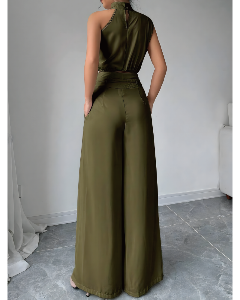 Turtleneck Top & Wide Leg Pants Set