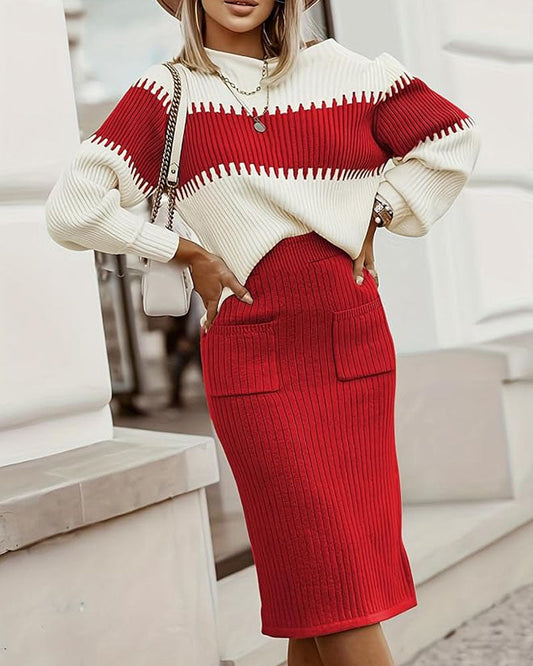 Color Block Sweater Set