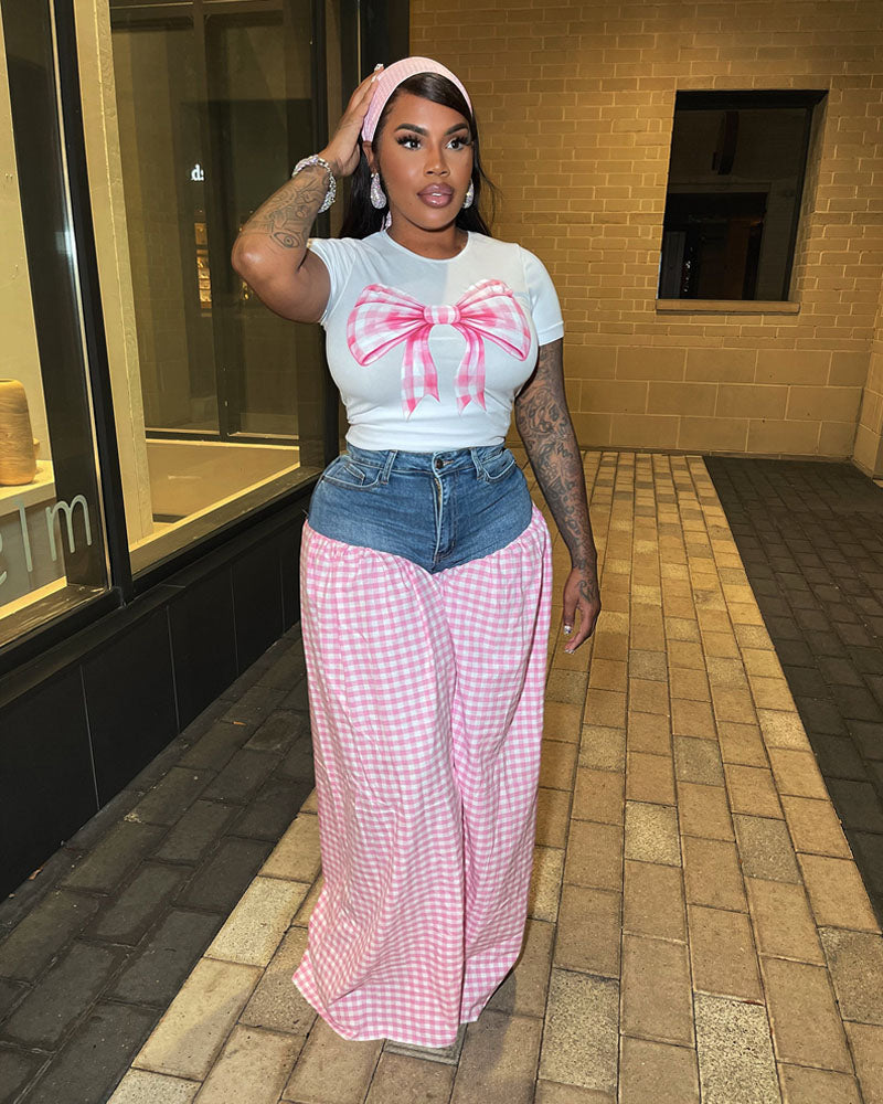 Gingham Denim Set