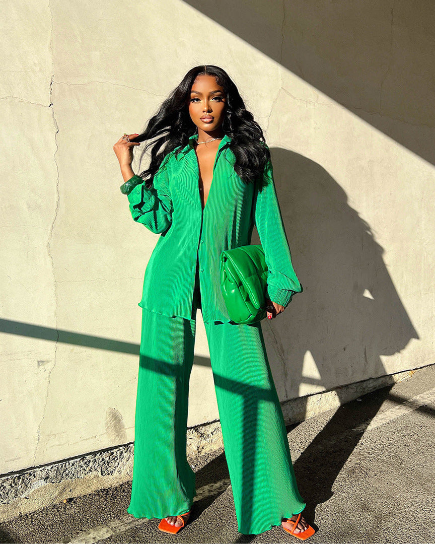 KRISSIE Pleated Pant Set