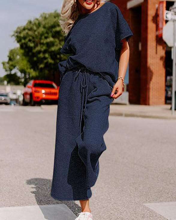 Textured Loose Fit Pants Set