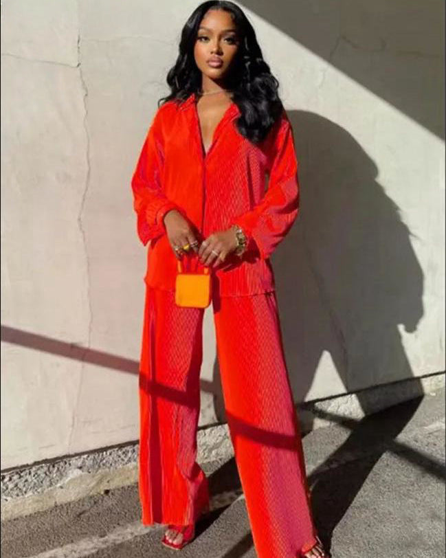 KRISSIE Pleated Pant Set
